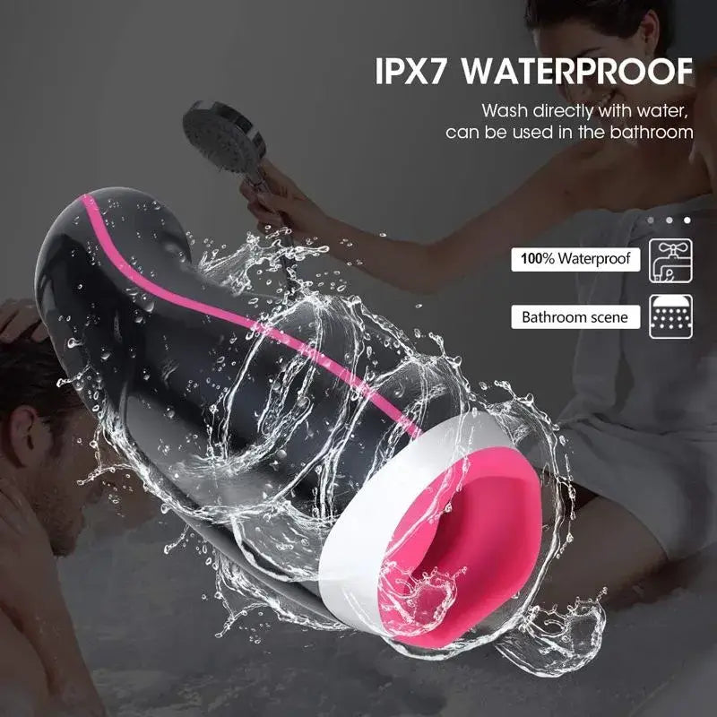 7 Sucking 7 Vibraing Moans Heating Hands Free Men Masturbator Male sex toy