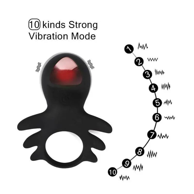 10 Vibrating Modes Vibrating Waterproof Silicone Cock Ring Male sex toy
