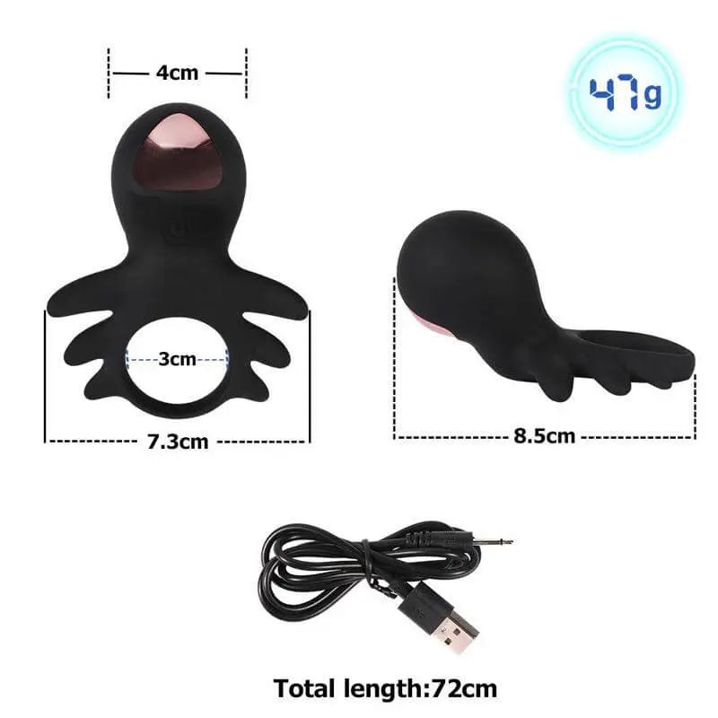 10 Vibrating Modes Vibrating Waterproof Silicone Cock Ring Male sex toy