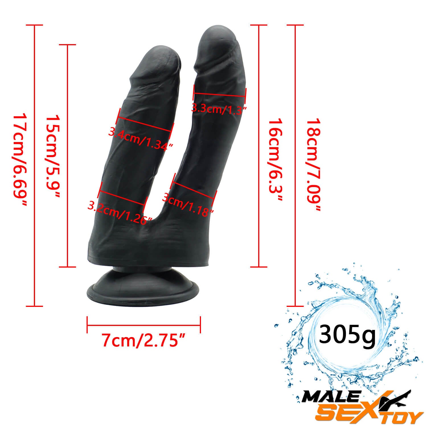 7.09in Dual Sided Dildo For Gay Men Anus Stimulation Male sex toy