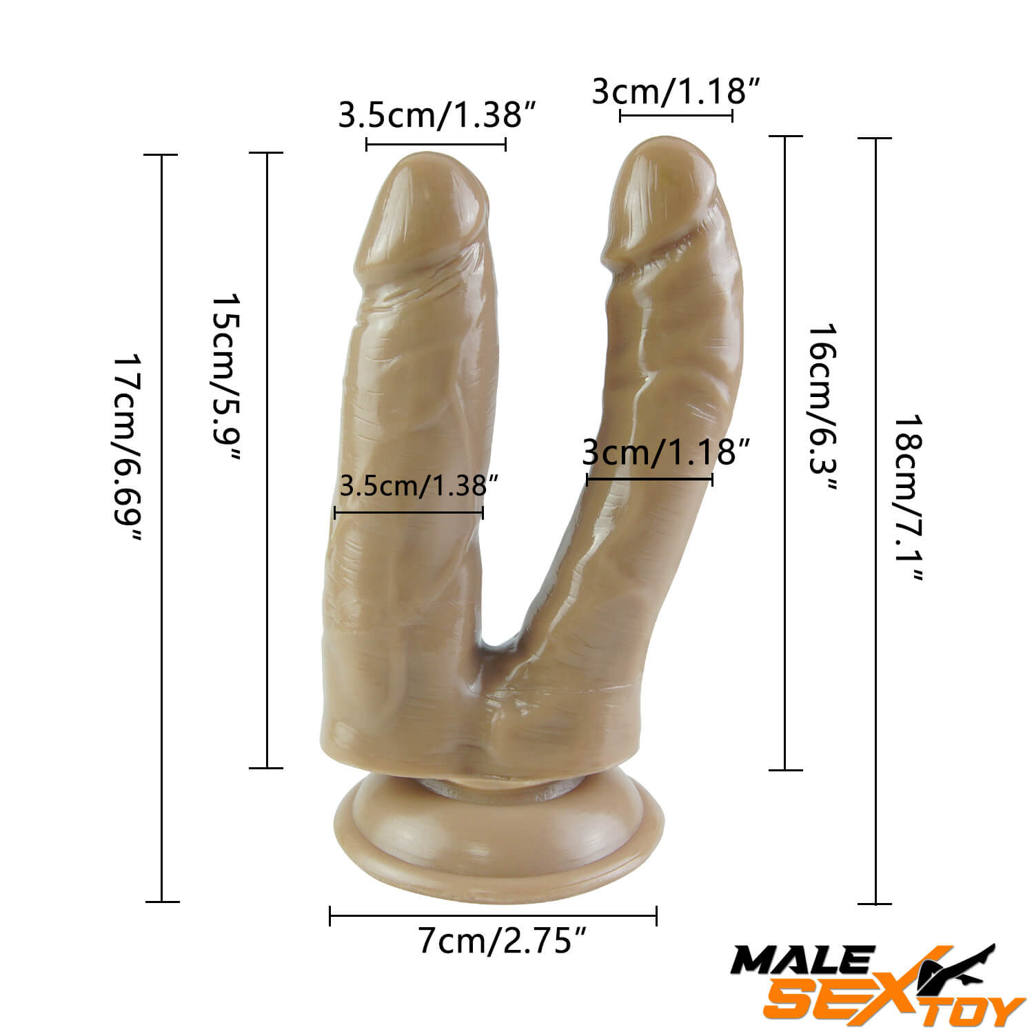 7.09in Dual Sided Dildo For Gay Men Anus Stimulation Male sex toy