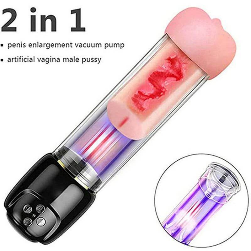 2in1 Multiple Vibrating Modes Moaning Men Masturbator Penis Pump Male sex toy