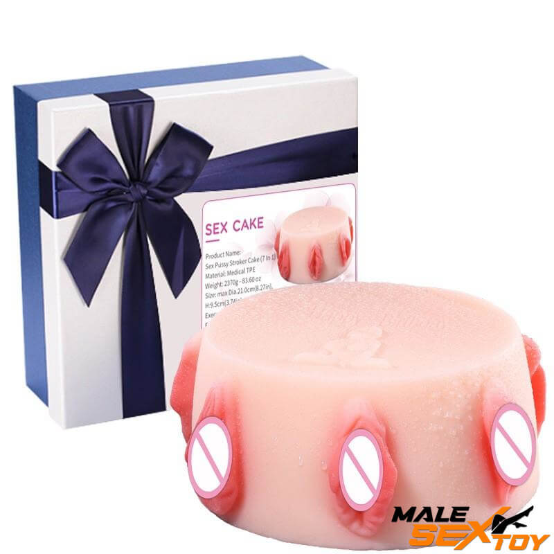 Realistic Birthday Cake Design Pocket Pussy With Multiple Channels Male sex toy