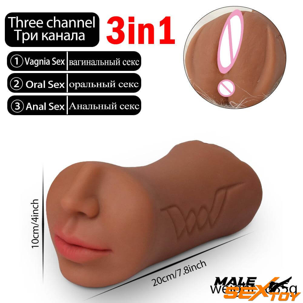 3In1 Soft Blowjob Mouth Masturbator Sex Toy For Vagina Anal Sex Male sex toy