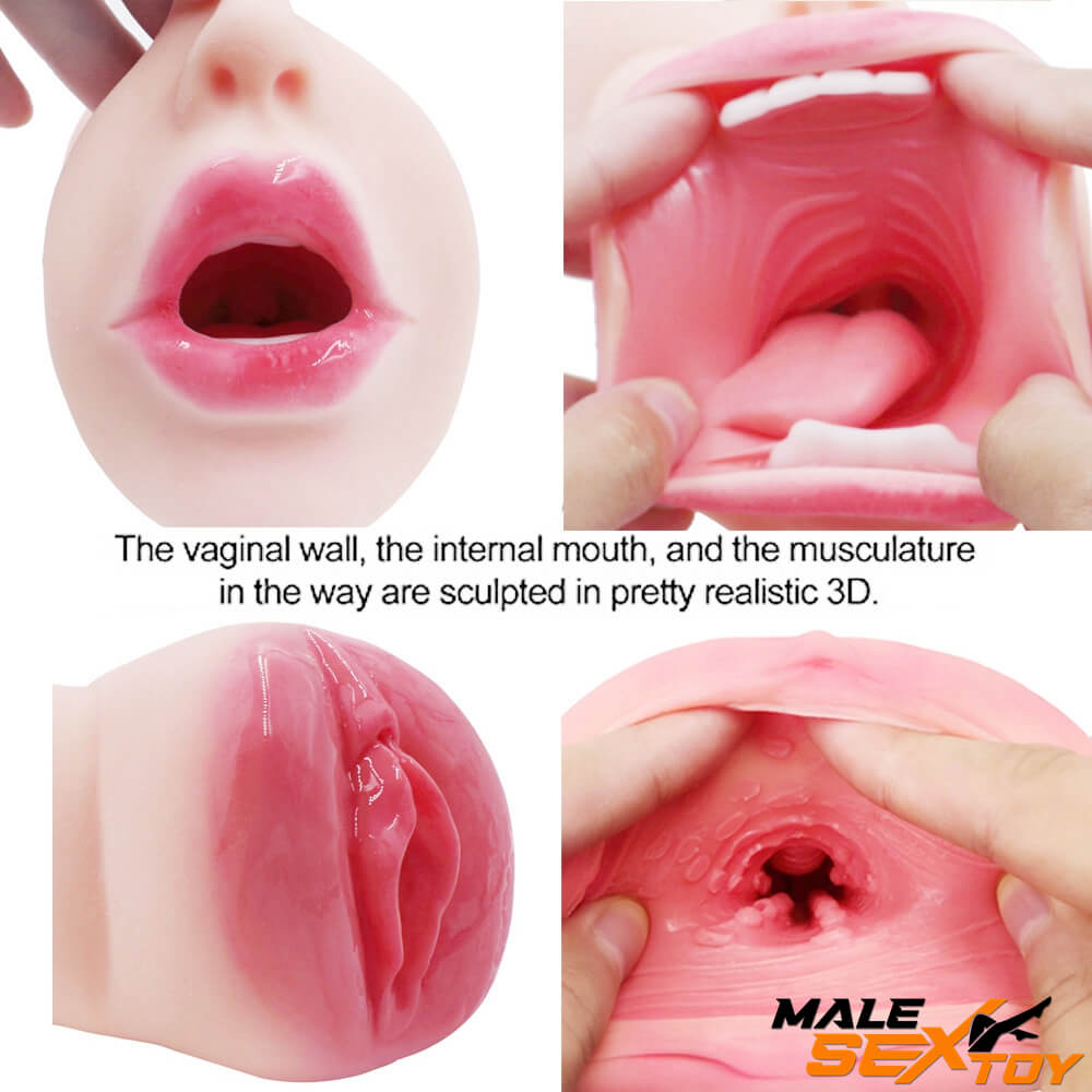 Top Quality Men Masturbator Pussy Sex Toy With Nose Mouth Vagina Male sex toy