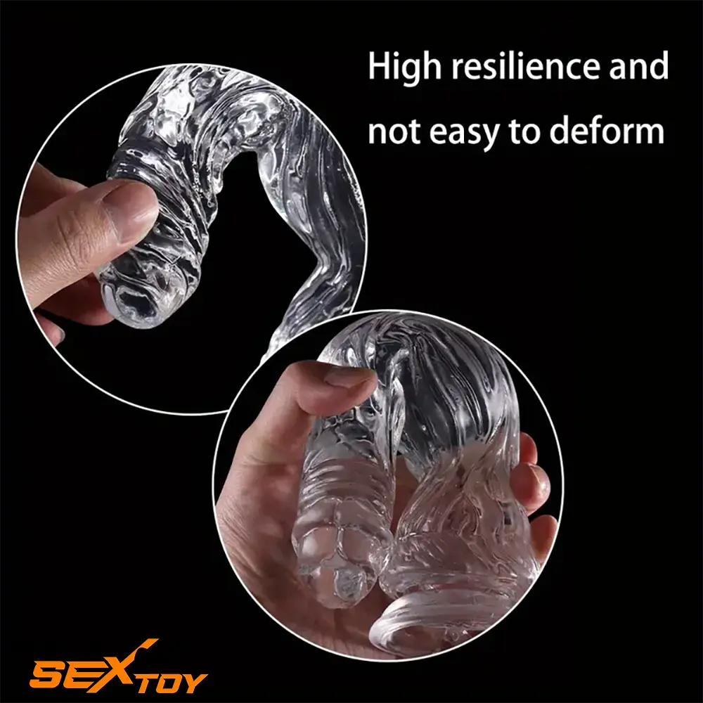 9.5in 10.7in 11.8in Clear Crystal Huge Animal Dildo For Love Massage Male Sex Toy