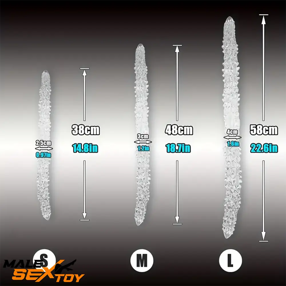 14.8in 18.7in 22.6in Clear Long Dual Heads Huge Spiked Female Dildo Male Sex Toy