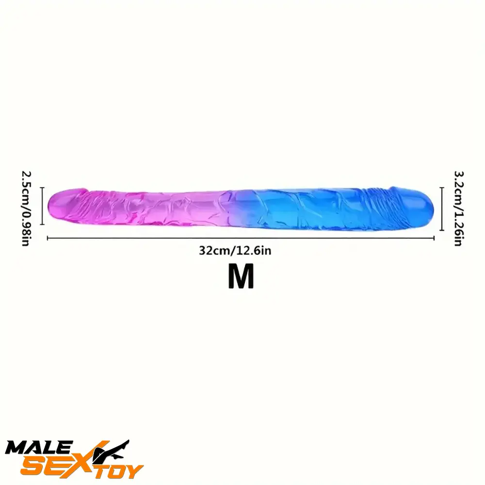 12.6in 17.32in Gradient Color Big Double Heads Dildo For G-Spot Vagina Male Sex Toy