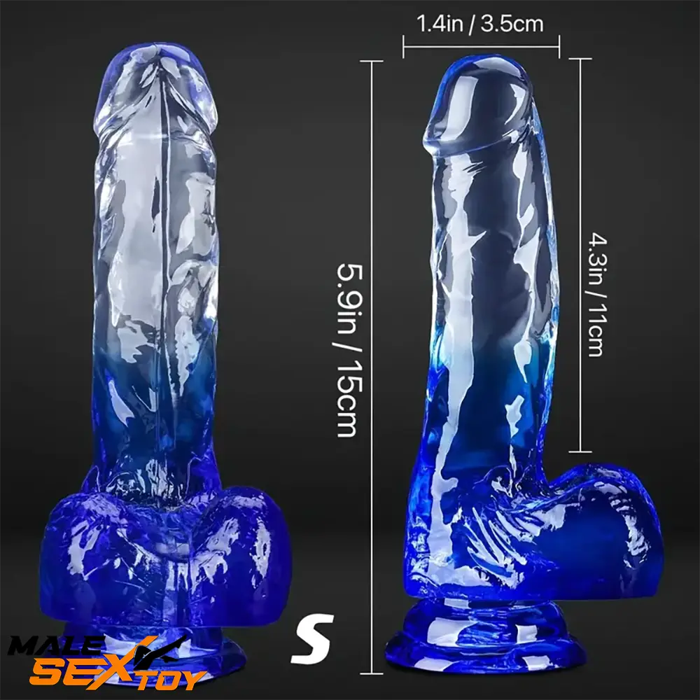 5.9in 7in 7.9in Gradient Color Clear Jelly Real Cock Dildo For G-Spot Male Sex Toy