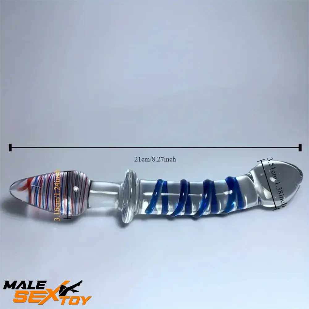 8.27in Clear Jelly Real Glass Crystal Cock Dildo For G-Spot Vaginal Love Male Sex Toy