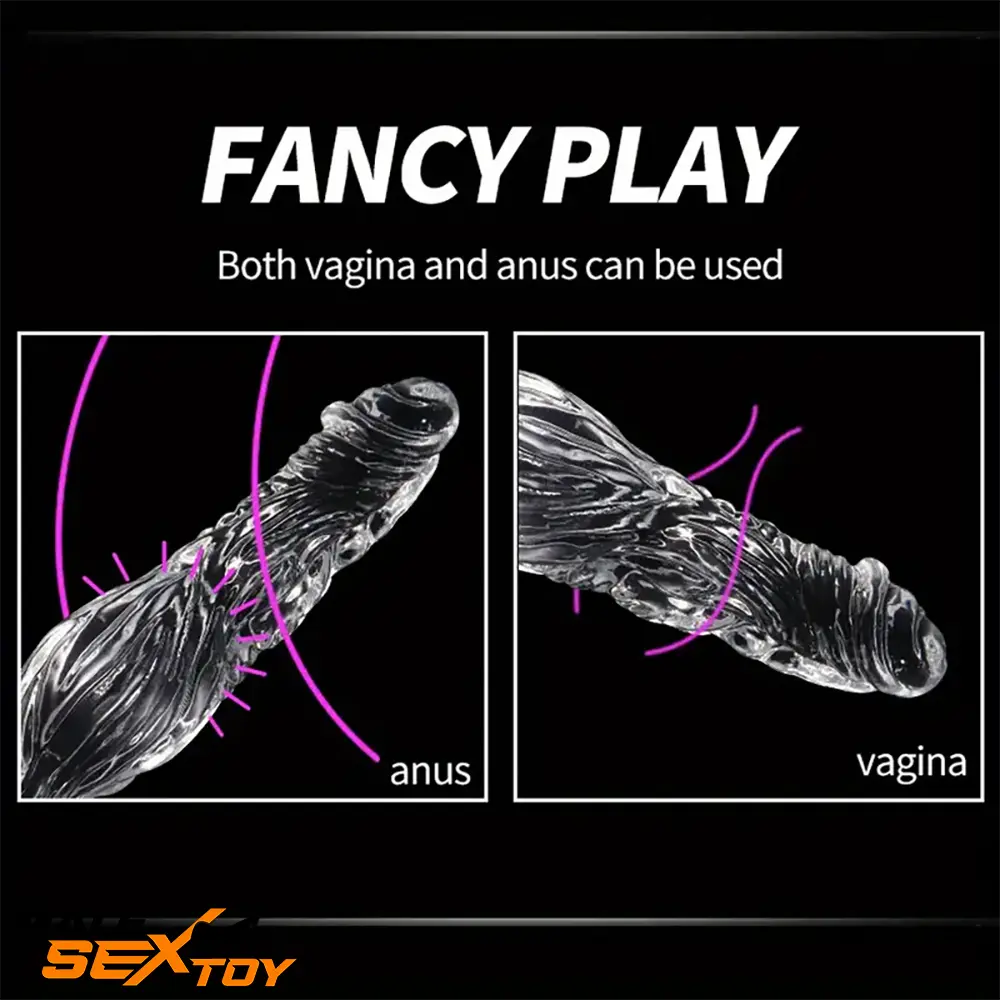 9.5in 10.7in 11.8in Clear Crystal Huge Animal Dildo For Love Massage Male Sex Toy