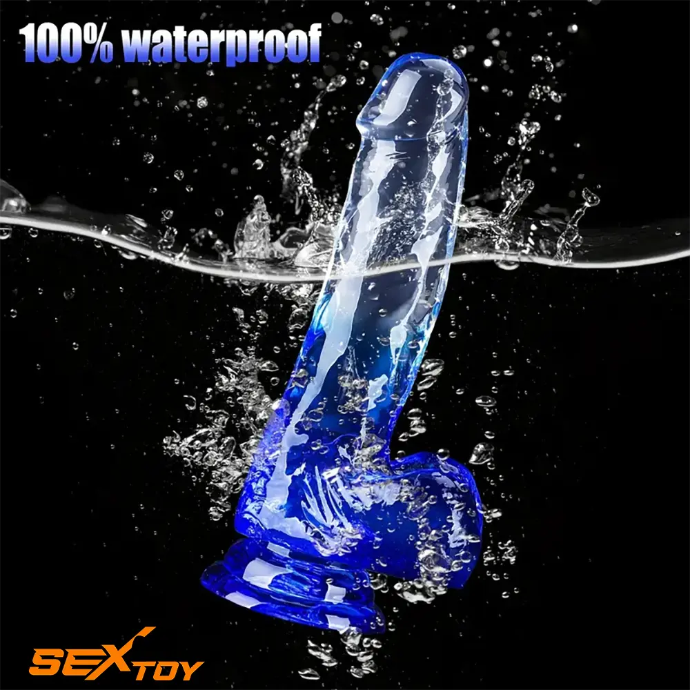 5.9in 7in 7.9in Gradient Color Clear Jelly Real Cock Dildo For G-Spot Male Sex Toy