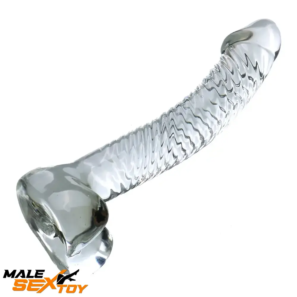 7.09in Clear Crystal Glass Cock Dildo For G-Spot Vaginal Sex Orgasm Male Sex Toy