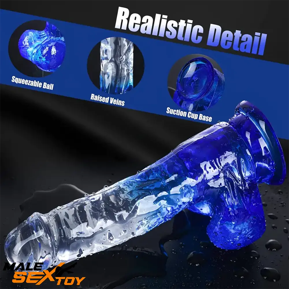 5.9in 7in 7.9in Gradient Color Clear Jelly Real Cock Dildo For G-Spot Male Sex Toy