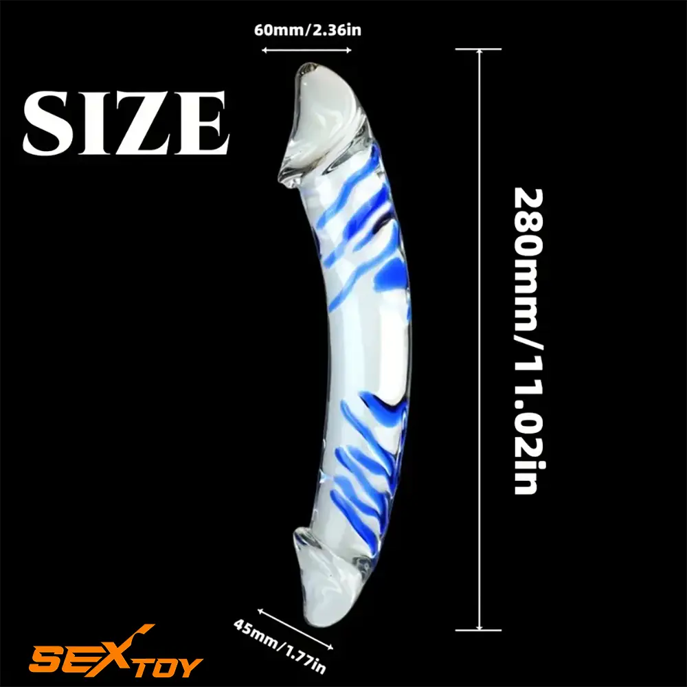 11.02in Clear Double Heads Glass Crystal Large Dildo For Sex Orgasm Male Sex Toy
