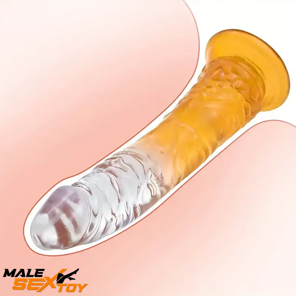 6.29in 7in 7.67in 8.46in Clear Crystal Real Cock Dildo For Prostate Male Sex Toy