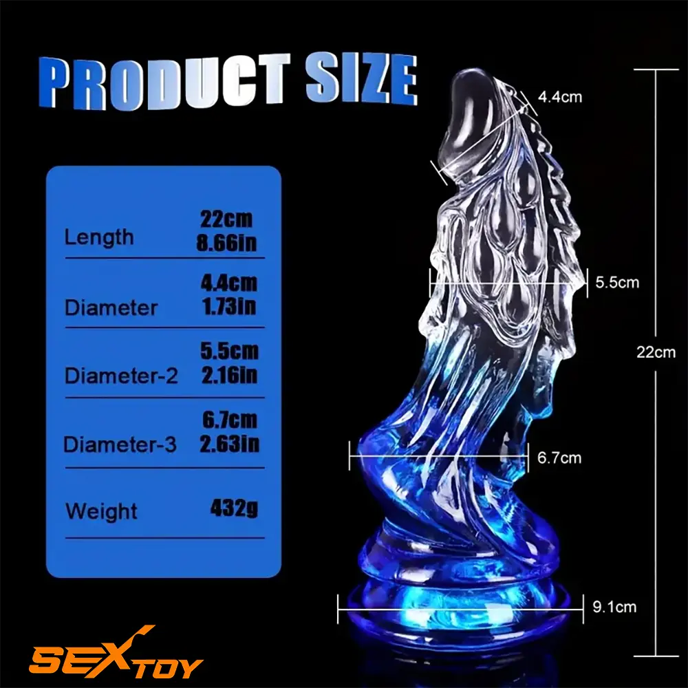 8.66in Clear Huge Spiked Monster Fantasy Dildo For Women Love Toy Male Sex Toy