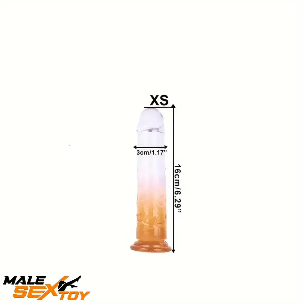 6.29in 7in 7.67in 8.46in Clear Crystal Real Cock Dildo For Prostate Male Sex Toy