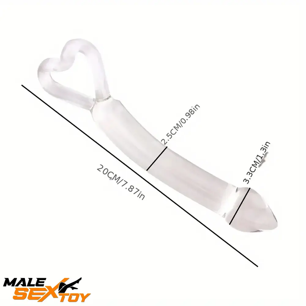 7.87in Clear Premium Unisex Glass Crystal Dildo For Female Male Using Male Sex Toy