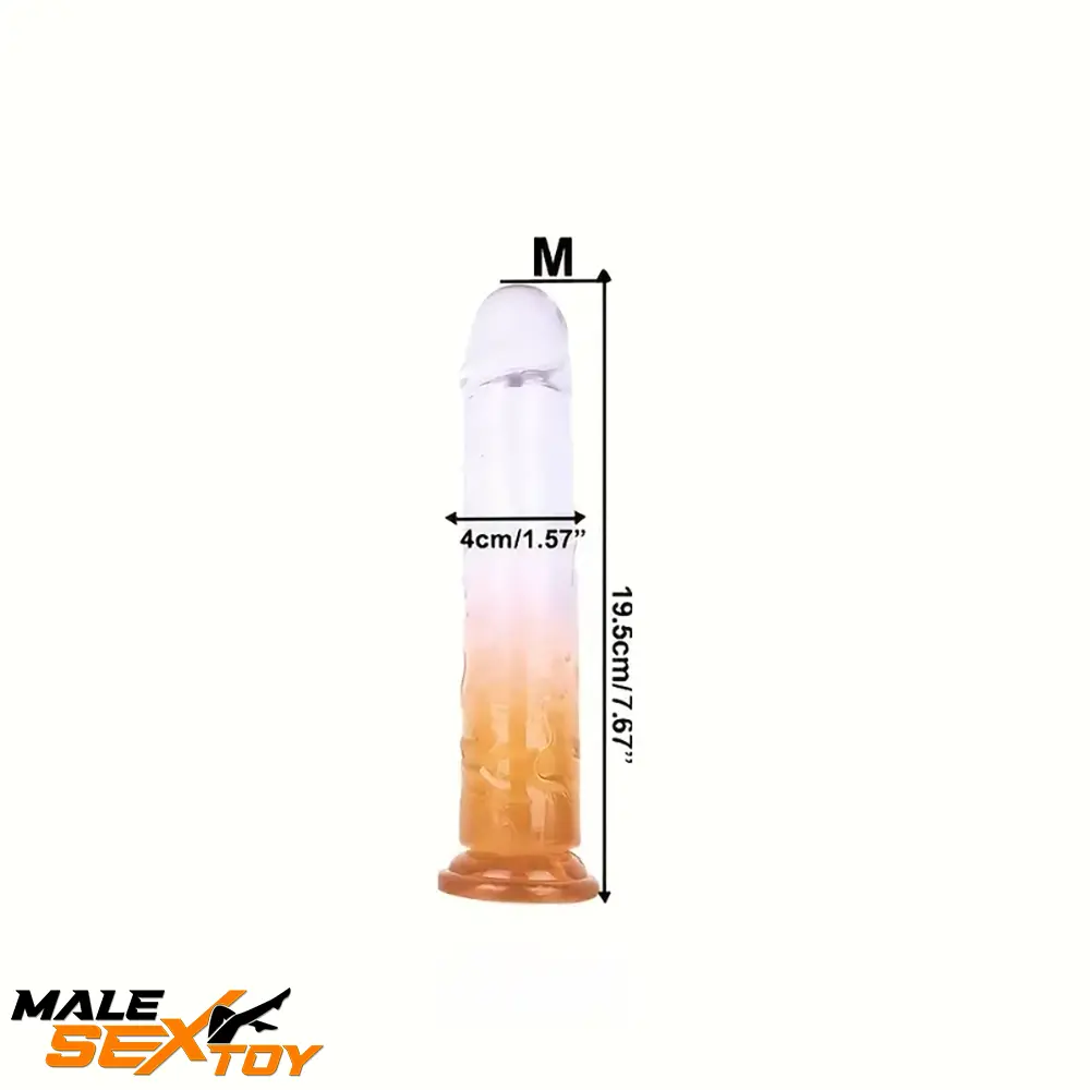 6.29in 7in 7.67in 8.46in Clear Crystal Real Cock Dildo For Prostate Male Sex Toy