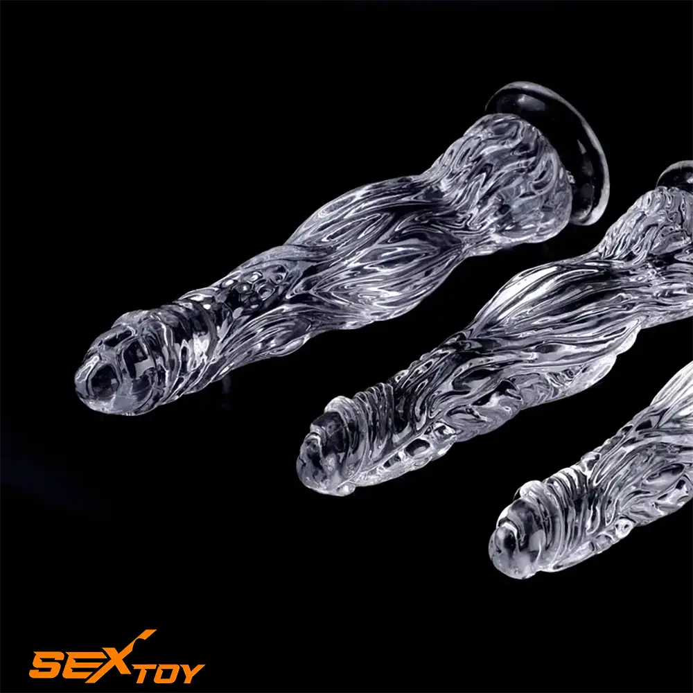 9.5in 10.7in 11.8in Clear Crystal Huge Animal Dildo For Love Massage Male Sex Toy