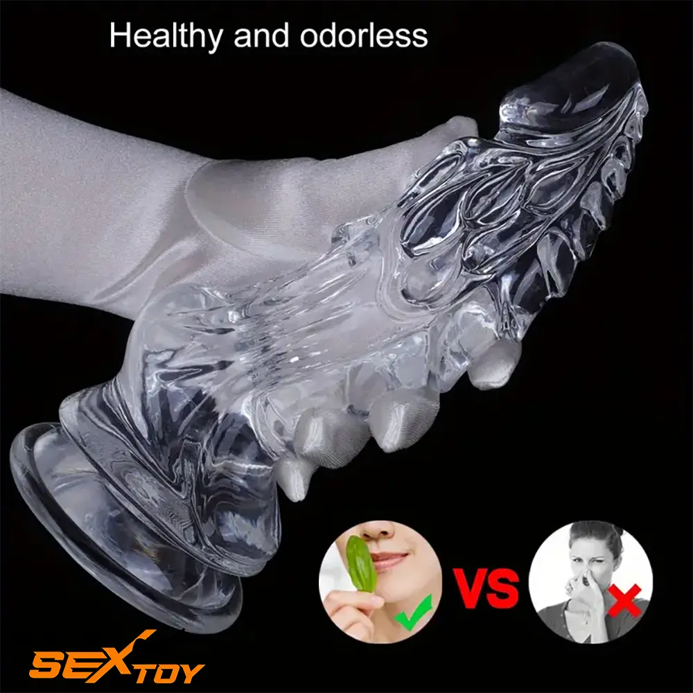 8.66in Clear Huge Spiked Monster Fantasy Dildo For Women Love Toy Male Sex Toy