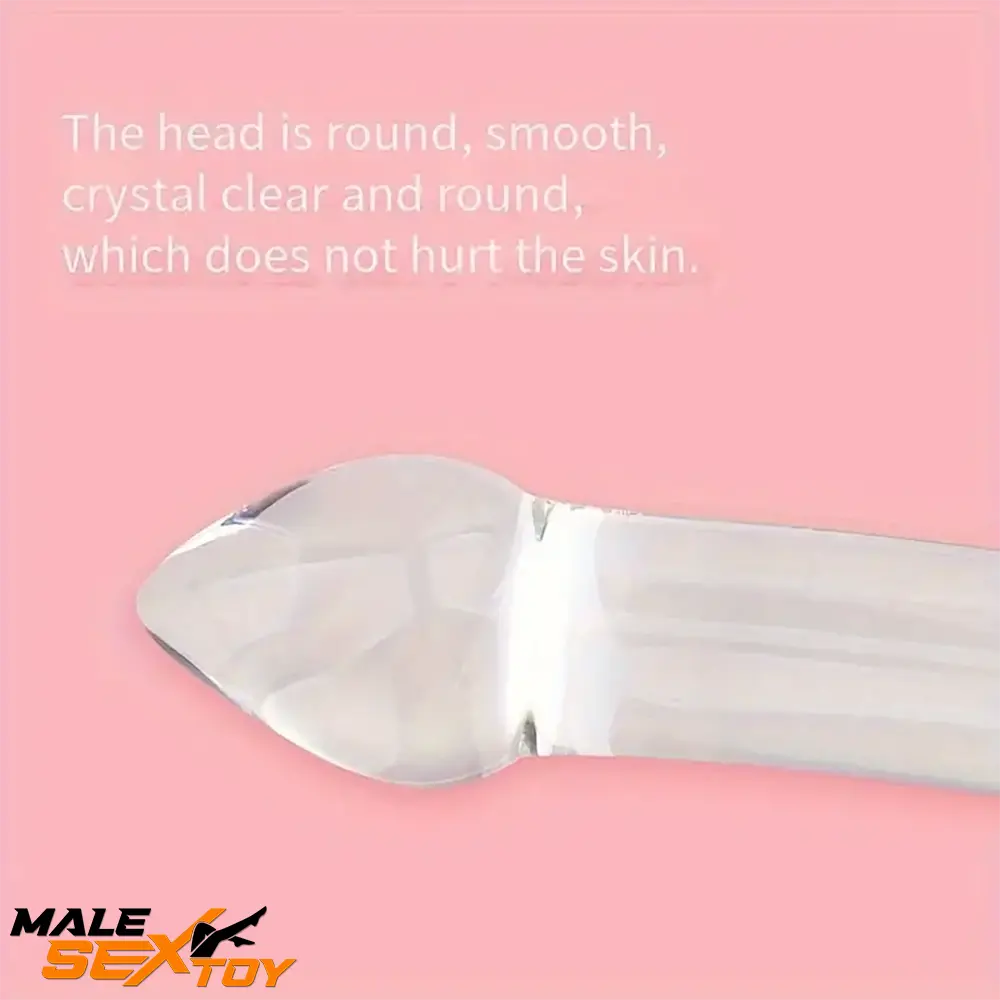 7.87in Clear Premium Unisex Glass Crystal Dildo For Female Male Using Male Sex Toy