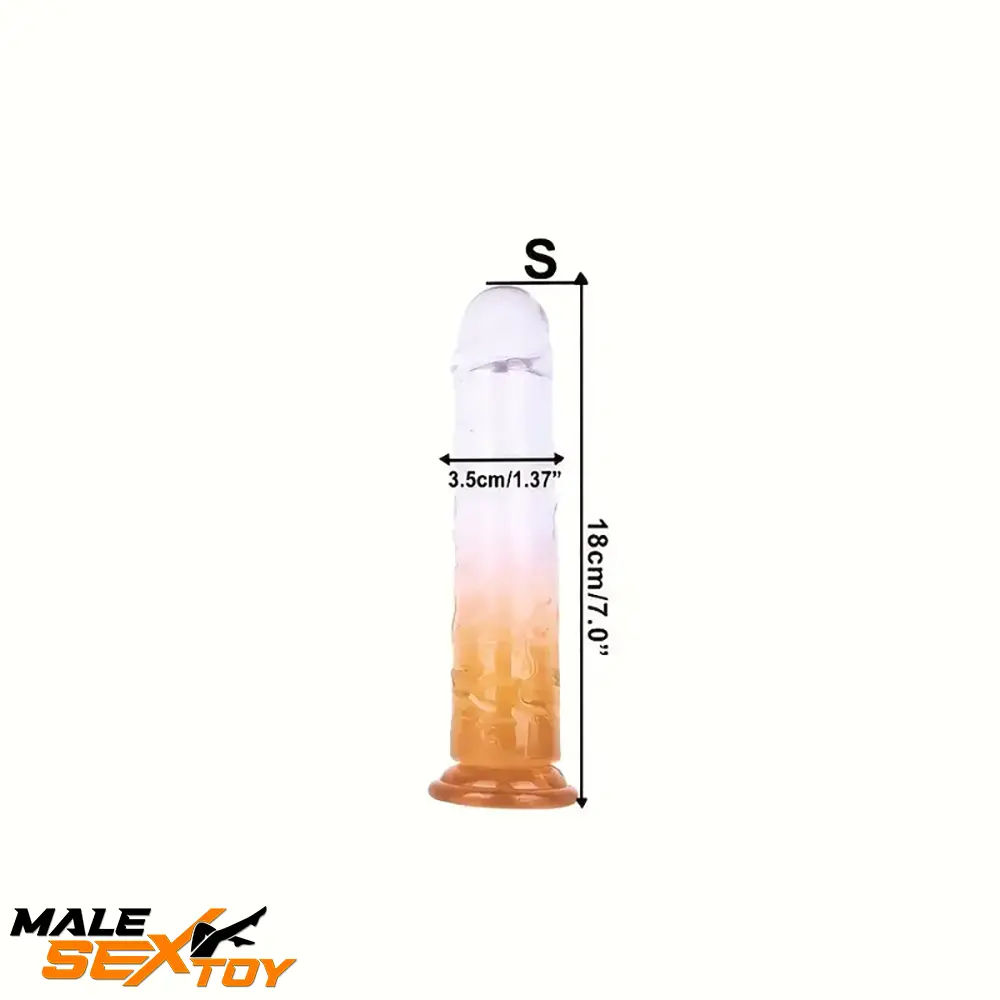 6.29in 7in 7.67in 8.46in Clear Crystal Real Cock Dildo For Prostate Male Sex Toy