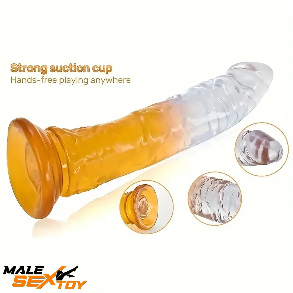 6.29in 7in 7.67in 8.46in Clear Crystal Real Cock Dildo For Prostate Male Sex Toy