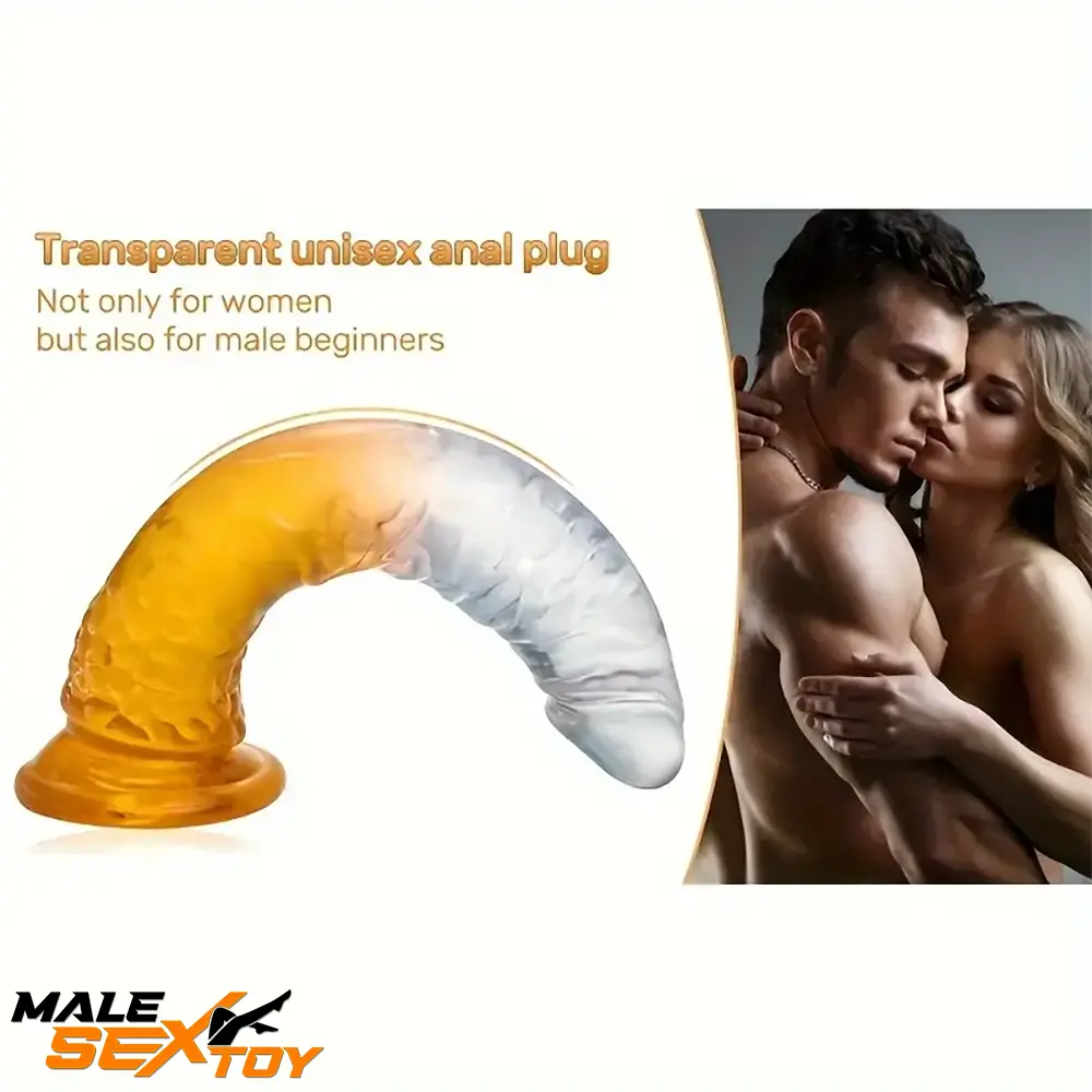 6.29in 7in 7.67in 8.46in Clear Crystal Real Cock Dildo For Prostate Male Sex Toy