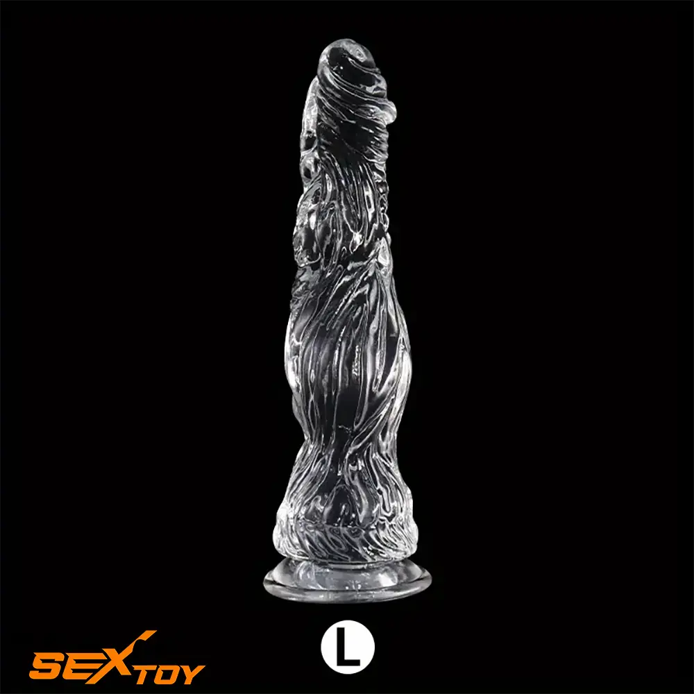 9.5in 10.7in 11.8in Clear Crystal Huge Animal Dildo For Love Massage Male Sex Toy