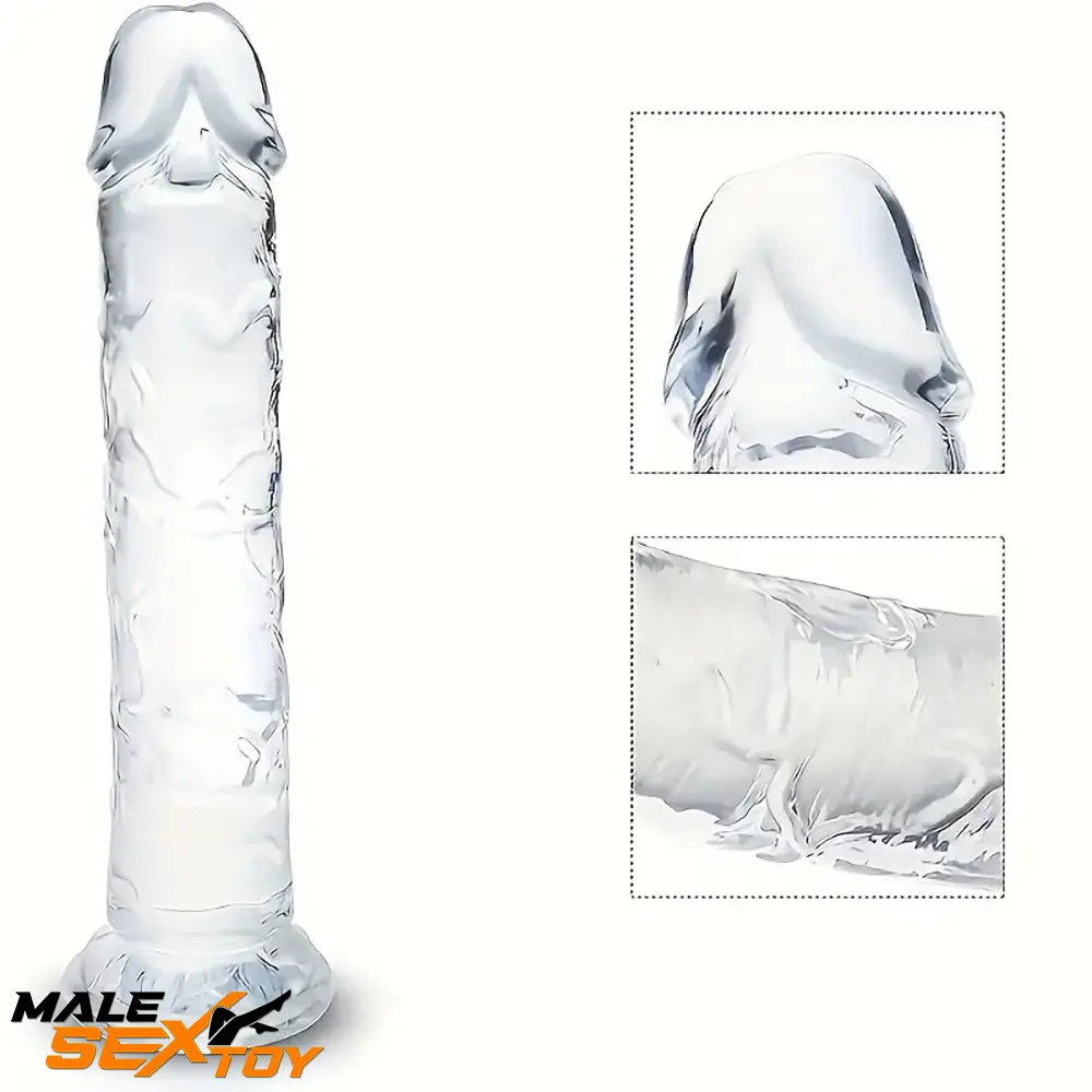 6.5in 7.68in 9.65in Clear Real Dildo For G-Spot Vaginal Sex Masturbation Male Sex Toy
