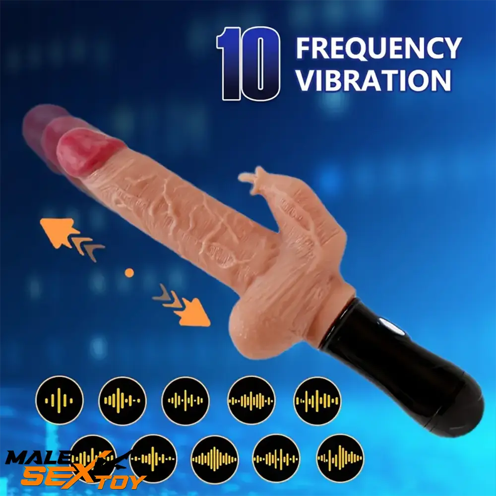 5.5in Silicone Soft Thrusting Swing Heating Vibrating Dildo With Handle Male Sex Toy