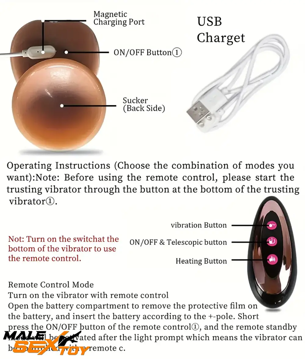 8.6in Vibrating Thrusting Big Silicone Soft Heated Dildo For Women Male Sex Toy