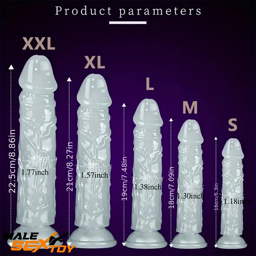 6.3in 7.09in 7.48in 8.27in 8.86in Luminous Real Dildo For Female Vagina Male Sex Toy