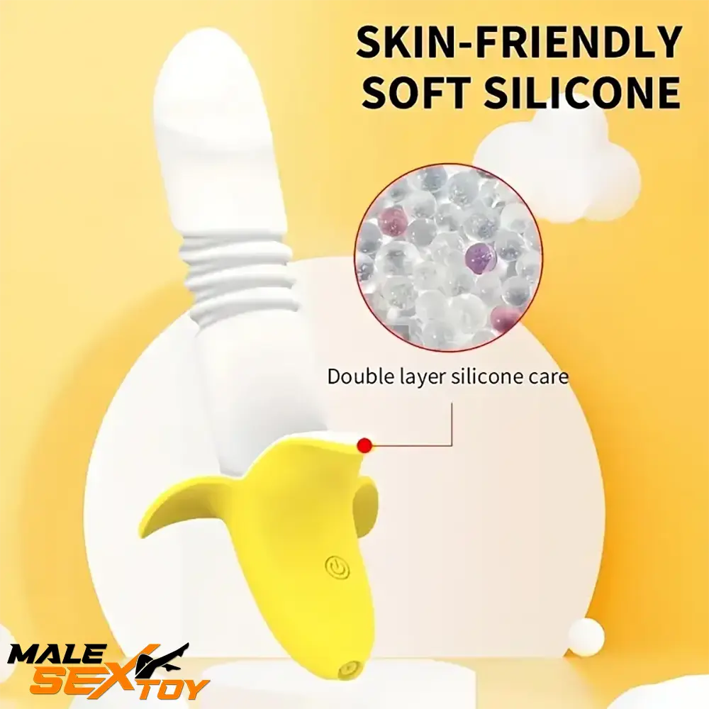 7.59in Banana Thrusting Vibrating Silicone Soft Dildo For Prostate Clit Male Sex Toy