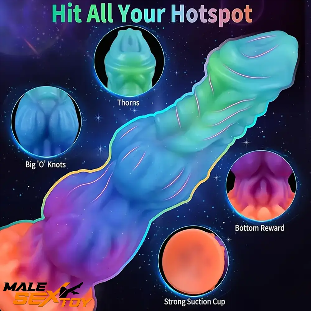 9.65in Lifelike Silicone Soft Glowing Fantasy Dildo For Clit Expansion Male Sex Toy