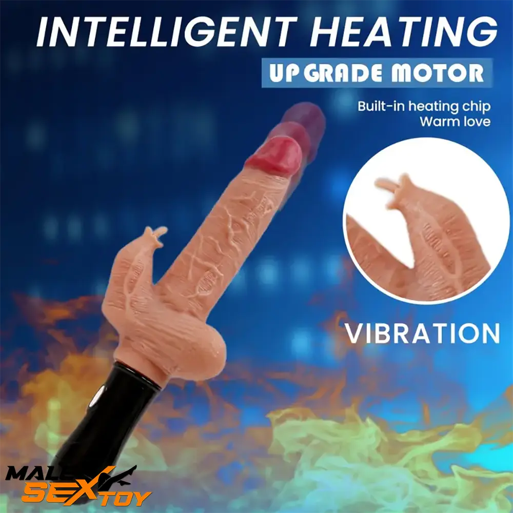 5.5in Silicone Soft Thrusting Swing Heating Vibrating Dildo With Handle Male Sex Toy