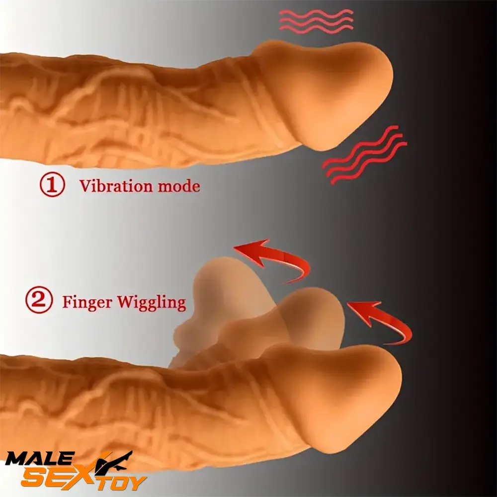 8.46in Automatic Soft Real Silicone G Spot Heating Vibrating Dildo Male Sex Toy