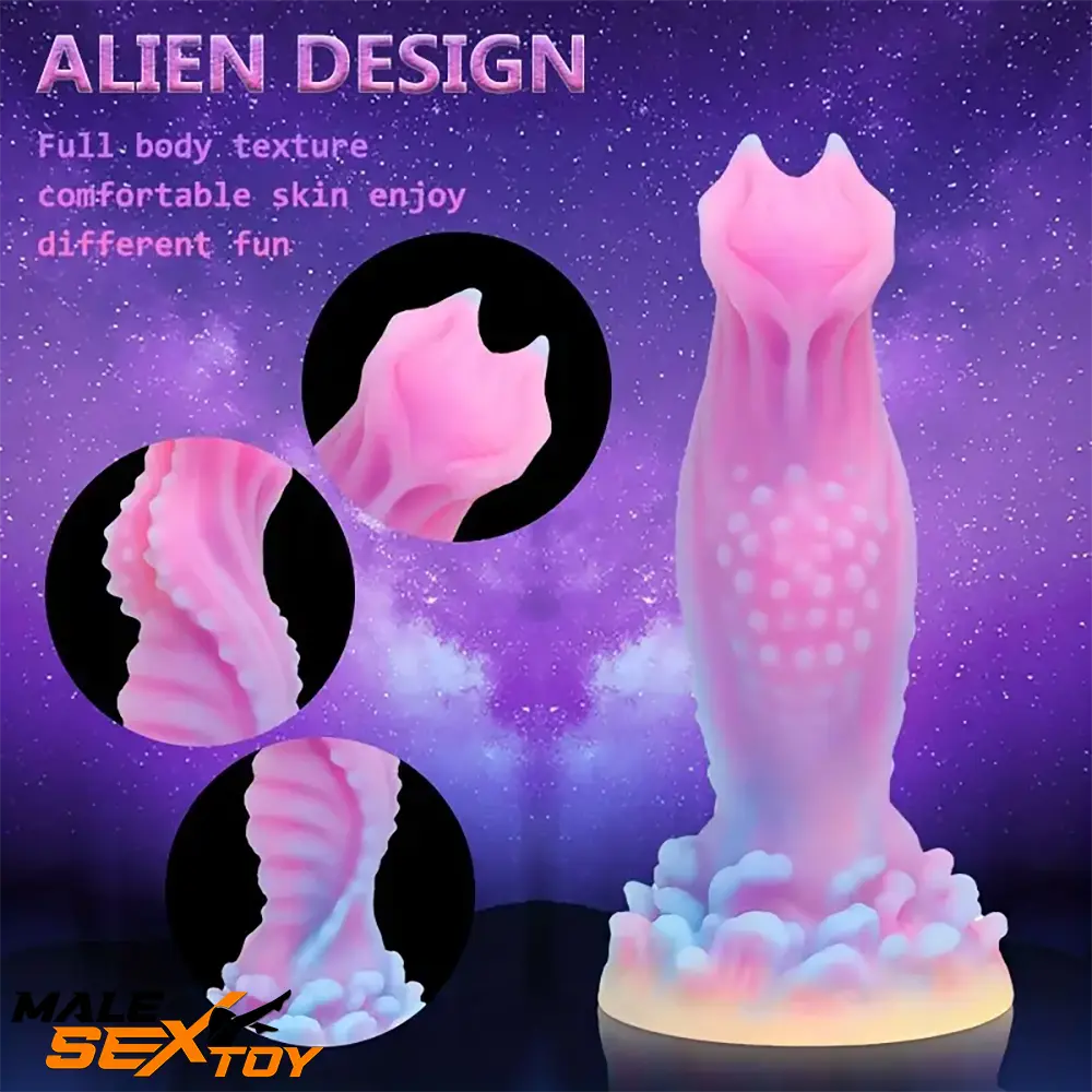 7.59in Lifelike Silicone Soft Luminous Monster Female Dildo For Expansion Male Sex Toy
