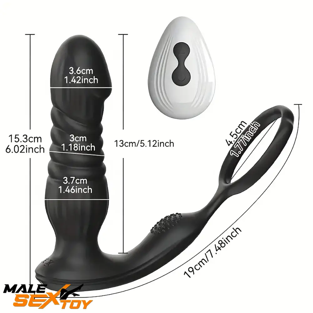 6.02in Unisex Soft Silicone Thrusting Remote Dildo With Cock Ring Male Sex Toy