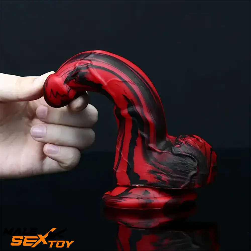 6.1in Silicone Soft Red Black Dildo For G-Spot Anal Stimulation Women Male Sex Toy