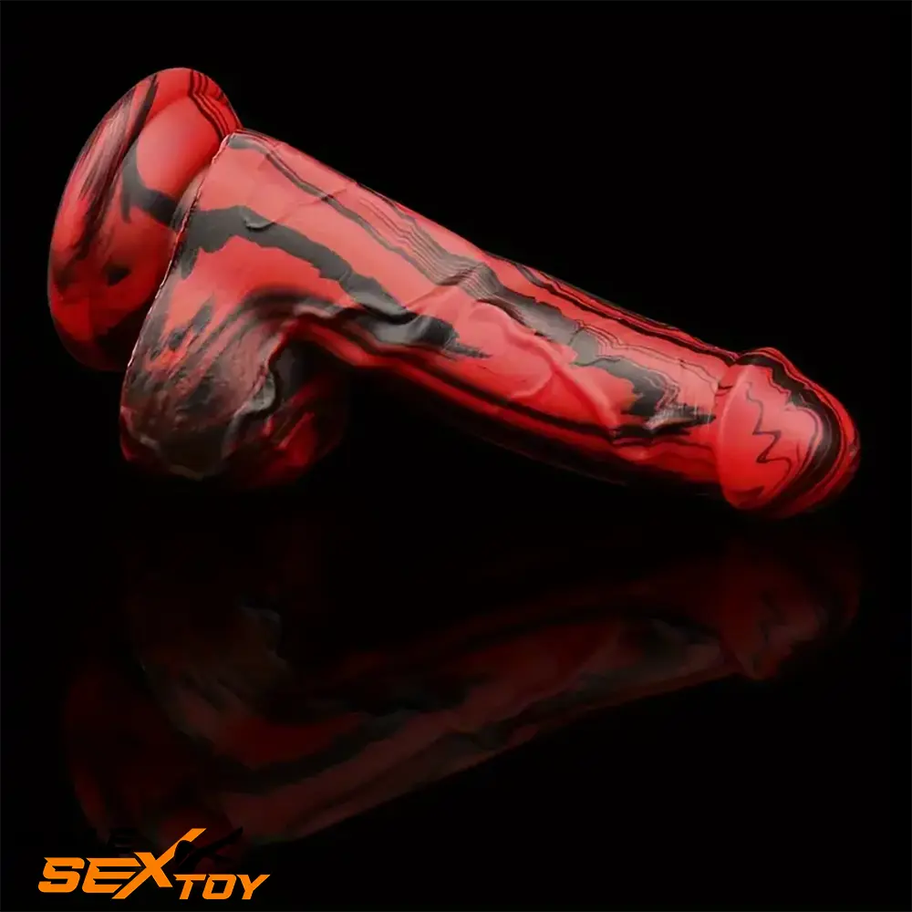 6.1in Silicone Soft Red Black Dildo For G-Spot Anal Stimulation Women Male Sex Toy