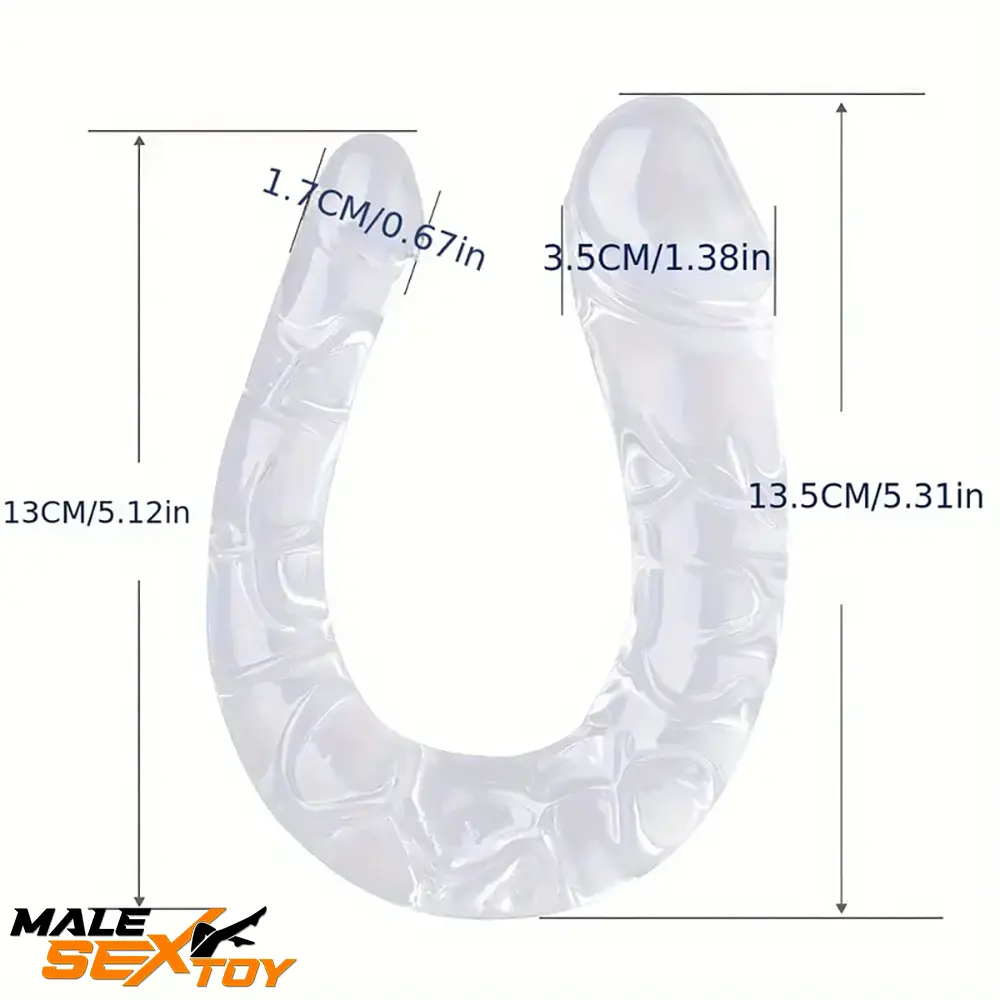 5.31in 6.69in 7.48in 8.46in Clear Dual Heads Curved Female Dildo Male Sex Toy