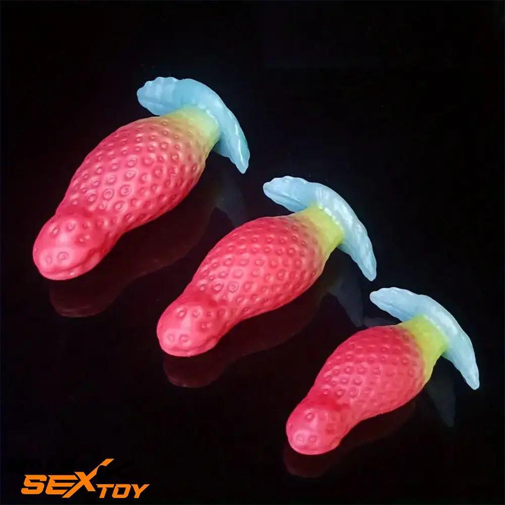 2.75in 3.54in 4.33in Strawberry Small Unisex Silicone Soft Penis Dildo Male Sex Toy