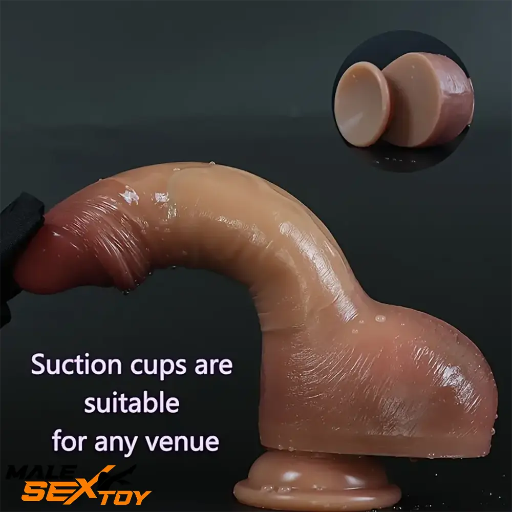 7.9in Real Squirting Silicone Soft Dildo For Women With Suction Cup Male Sex Toy