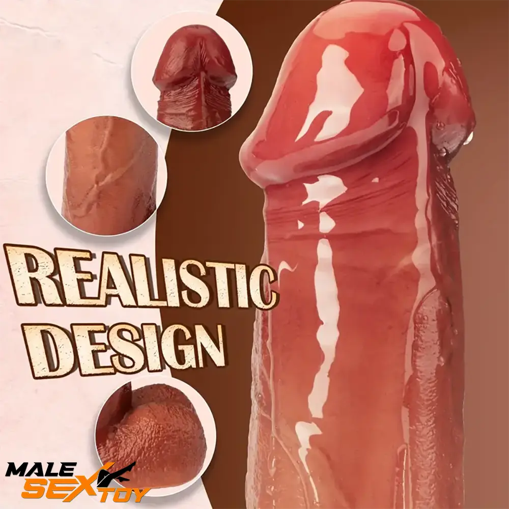 8.6in Vibrating Thrusting Big Silicone Soft Heated Dildo For Women Male Sex Toy