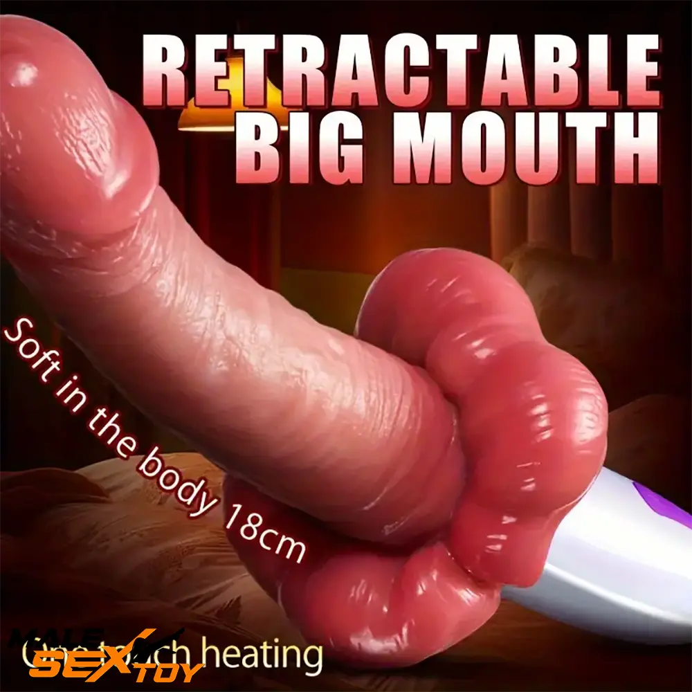 11.02in Large Vibrating Thrusting Rotation Real Soft Heated Dildo Male Sex Toy
