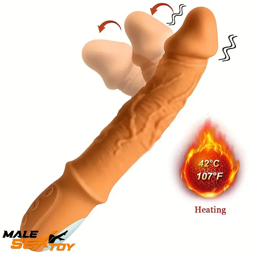 8.46in Automatic Soft Real Silicone G Spot Heating Vibrating Dildo Male Sex Toy