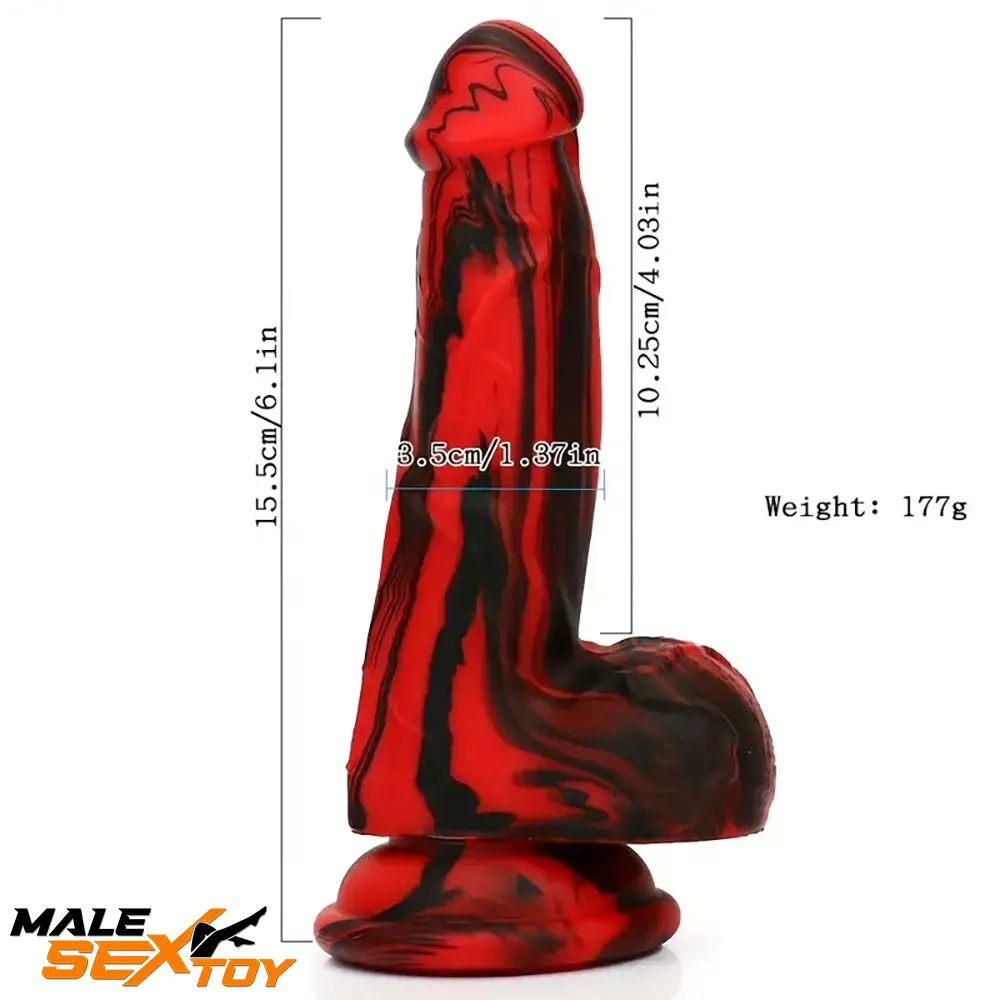 6.1in Silicone Soft Red Black Dildo For G-Spot Anal Stimulation Women Male Sex Toy